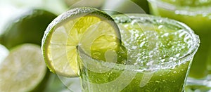 Close Up of a Glass of Limeade