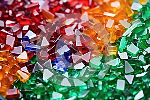 close-up of glass particles, primary material for glassmaking