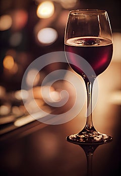 Close up of a glass of red whine with blurred background