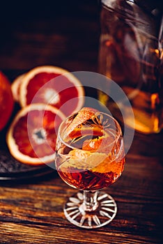 Close up of a glass of whiskey sour cocktail