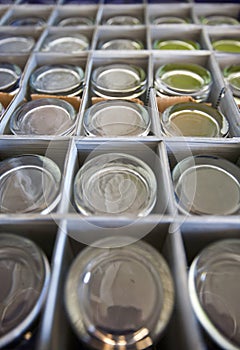 Close-up of glasses in storage box