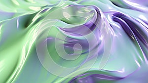 The close up of a glossy liquid surface abstract in lavender, mint green, and olive green colors with a soft focus