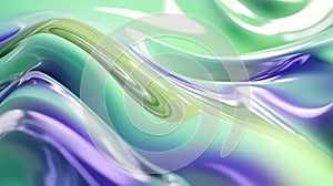 The close up of a glossy liquid surface abstract in lavender, mint green, and olive green colors with a soft focus