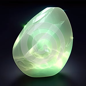 Close-up of glowing Brazilian prehnite stone mineral crystal AI generated