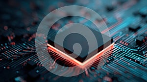 Close-up of a Glowing Computer Processor