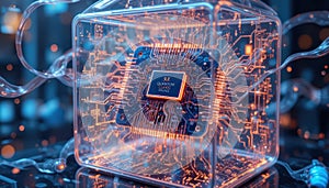 Quantum Computing Chip and Futuristic Circuitry