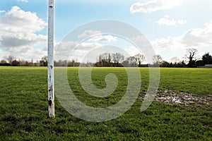 Close Up Of A Goal Post On A Field In The Sun