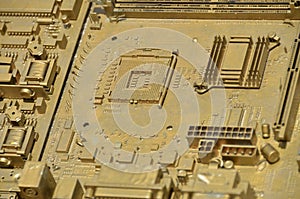 Close-Up of a Gold Circuit Board
