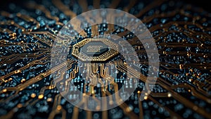 Close-Up of a Gold Circuit Board