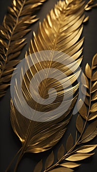 Close up gold feather background texture illustration