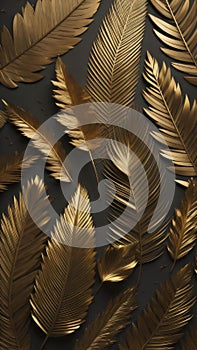 Close up gold feather background texture illustration