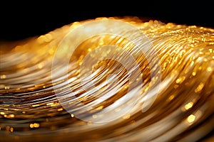 A close up of a gold plate with a black background photo