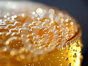 Close-up of Golden Beer Foam