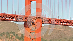 Close-up Golden bridge on sunrise view