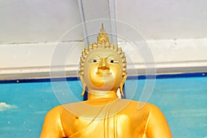 Close-up of golden Buddha images in Thai temples  Belief in Buddhism