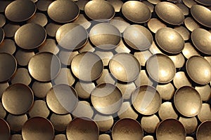 Close up of golden discs of Matrimandir inside Auroville in Puducherry, India