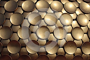 Close up of golden discs of Matrimandir inside Auroville in Puducherry, India