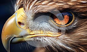 Close up of golden eagle's eye. Selective focus on the eye