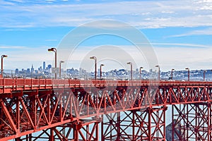 Close-up Golden Gate Bridge and San Francisco Cityscape from Marin Headlands