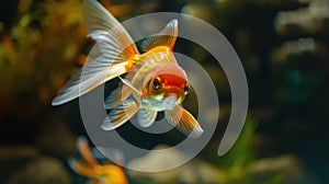 Close Up of Goldfish in Aquarium