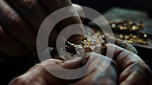 Close-up of a goldsmith crafting a delicate gold ring