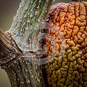 The unique natural details of the gourd and stem emphasizing