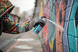 close-up Graffity painter hand - generated by ai