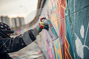 close-up Graffity painter hand - generated by ai