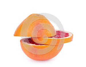Close up grapefruit slice isolated on white background