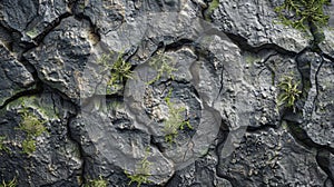 Close up of grass growing from cracked bedrock outcrop photo