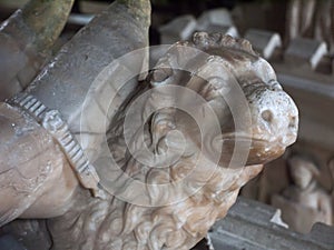 close up of grave statue inside church St Stephens Chapel Barn