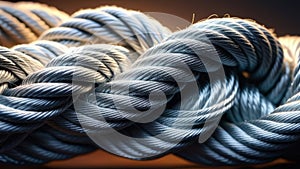 Close-up of an gray boat rope