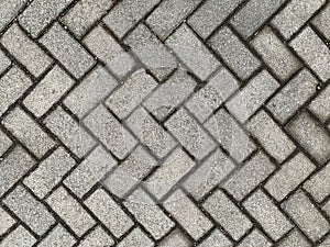 Gray Concrete Brick Paving with Herringbone Pattern Design