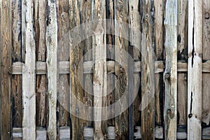 Close up of gray old wooden fence panels