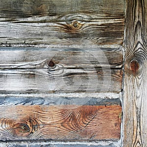 Close up of gray wooden fence panels