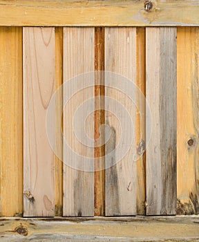 Close up of gray wooden fence panels