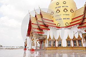 Great golden pagoda of Wat Prong Arkad in Amphoe Bang Nam Priao,Chachoengsao Province,Thailand photo