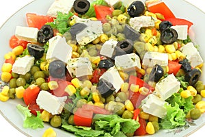 Close-up of greek salad