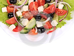 Close up of greek salad. Macro.
