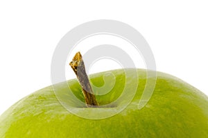 Close up green Apple granny smith isolated on white background â€“ macro shoot