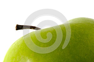 Close up green Apple granny smith isolated on white background â€“ macro shoot