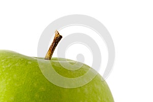 Close up green Apple granny smith isolated on white background â€“ macro shoot