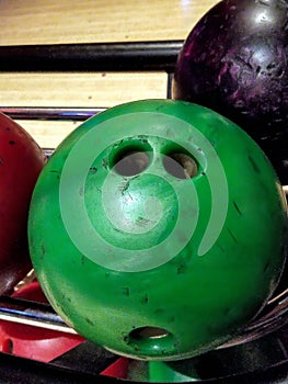Close-up Of a Green Bowling Ball