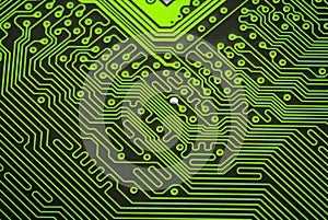 Close up of a green circuit board