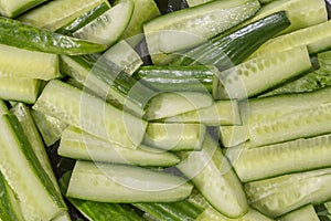 Close up of green cucumbers.