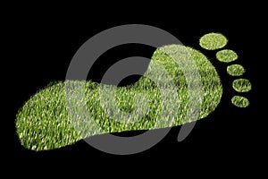 Close-up of green footprint over black background