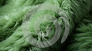 A close up of a green furry blanket