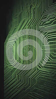 Close up of a green high tech circuit board background illustration