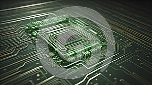 Close up of a green high tech circuit board background illustration