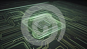 Close up of a green high tech circuit board background illustration